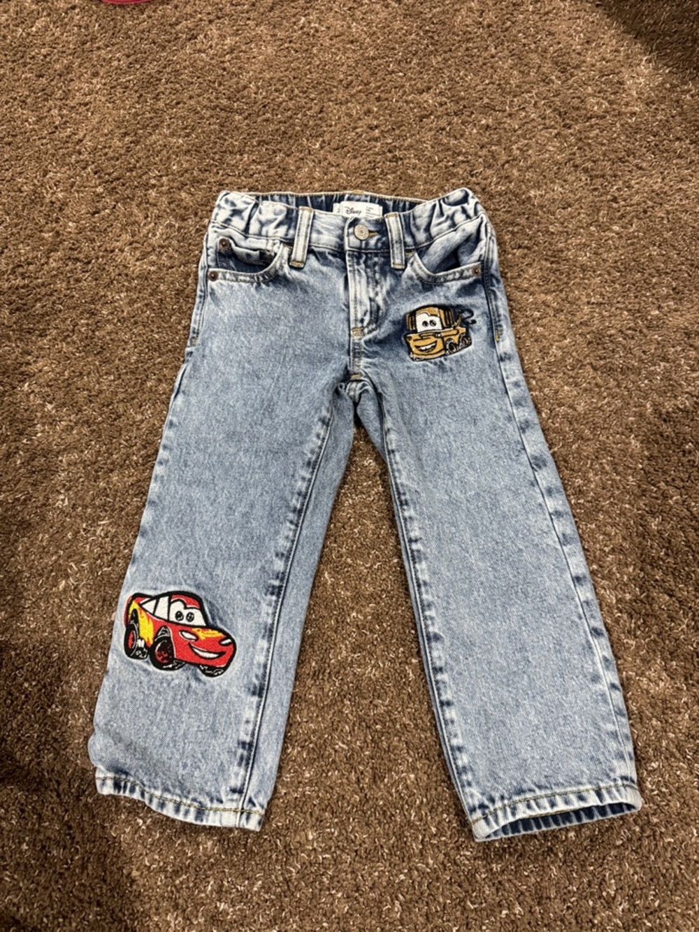 GAP denim jeans with Lightning McQueen and Mater patches